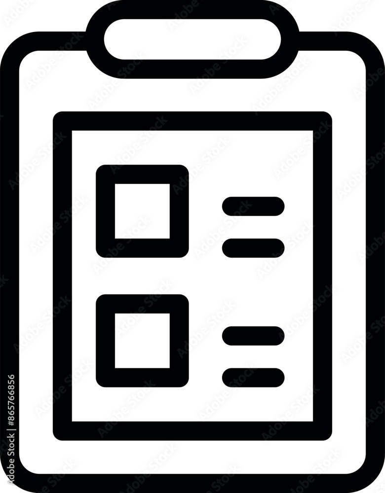 Simple line icon of a clipboard featuring a checklist, symbolizing task management, organization, and productivity Simple line icon of a clipboard featuring a checklist, symbolizing task management, organization, and productivity