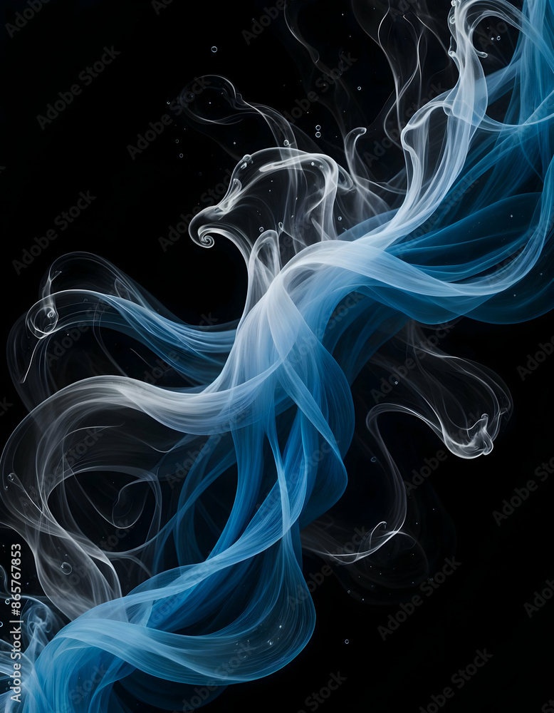 abstract smoke background with blue silver and grey
