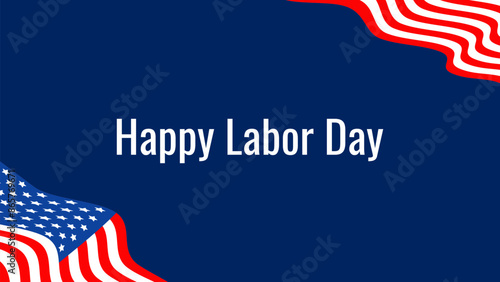 Labor Day USA. First Monday of September. Colors national flag. Concept holiday. Design poster banner. Postcard invitation template. Vector. ..
