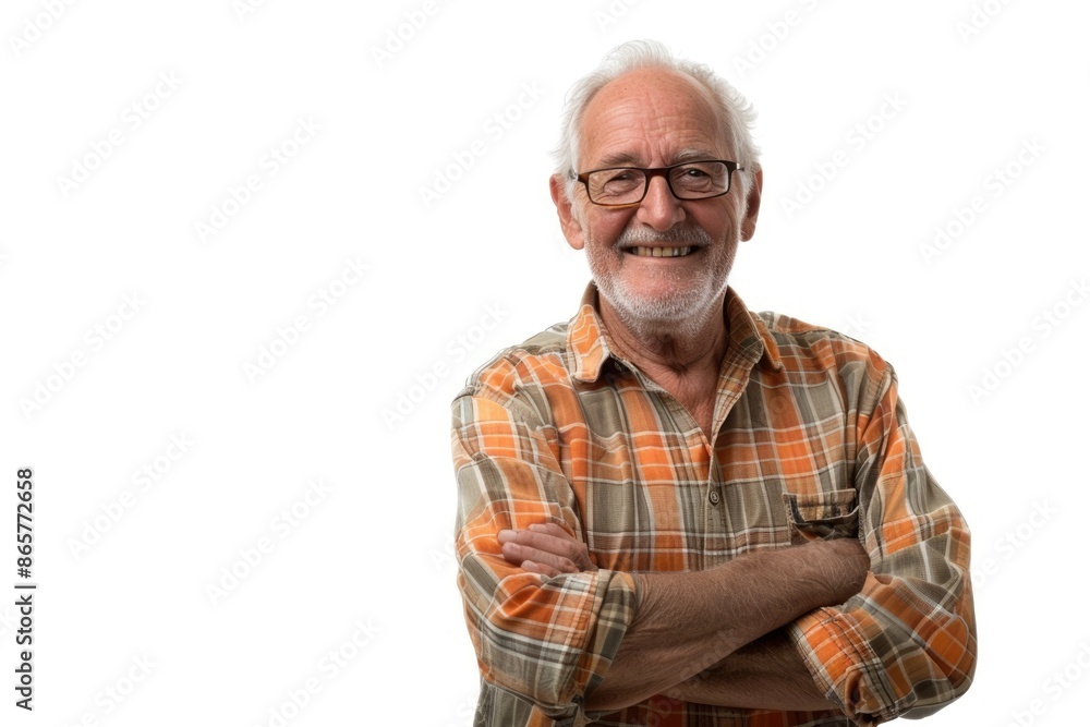 Senior man in casual clothes smiling with crossed arms. Senior man in casual clothes smiling with crossed arms.