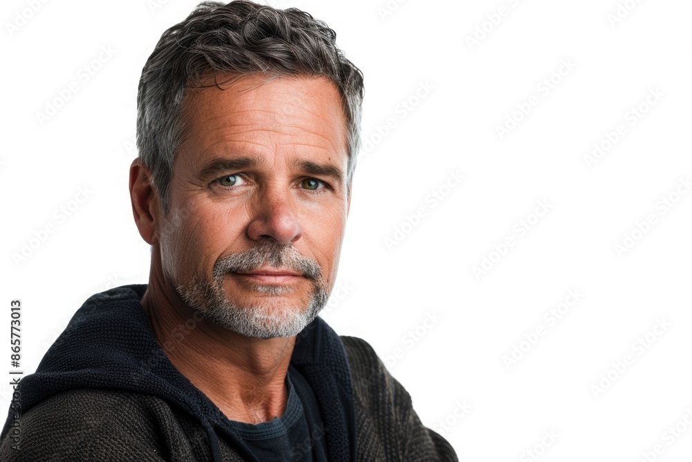 Middle aged man studio portrait on white background. Middle aged man studio portrait on white background.