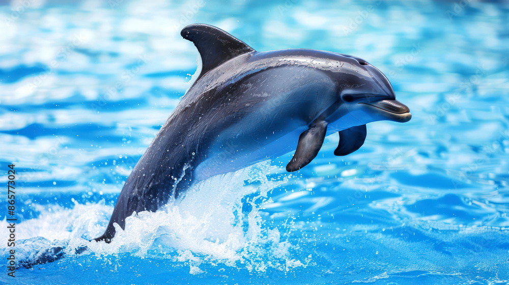 Fototapeta premium a closeup dolphin swimming in deep sea