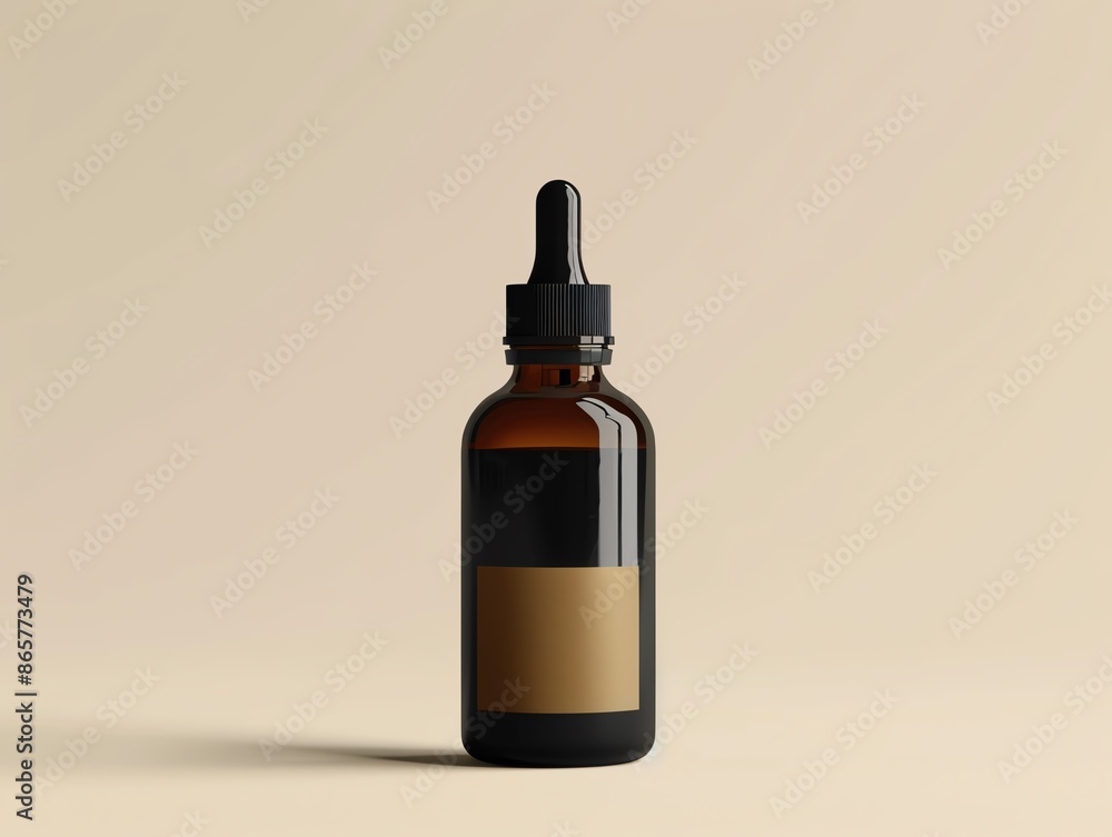 Premium hair serum in a dark glass bottle, with a minimalist label and sleek, modern design Premium hair serum in a dark glass bottle, with a minimalist label and sleek, modern design