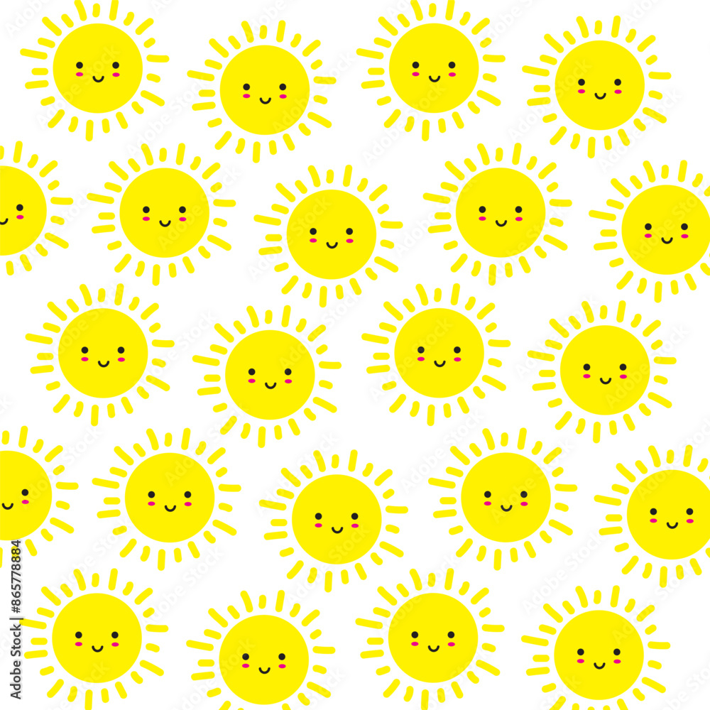 Doodle sun sketch drawing. Hand drawn cute yellow, orange sunset. Doodle doodle kids drawn style. Smiling suns pattern Doodle sun sketch drawing. Hand drawn cute yellow, orange sunset. Doodle doodle kids drawn style. Smiling suns pattern