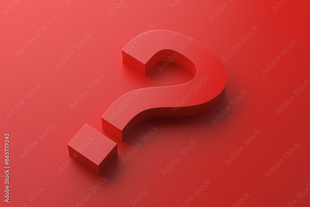 3D Render of Question Mark on Red Background 3D Render of Question Mark on Red Background