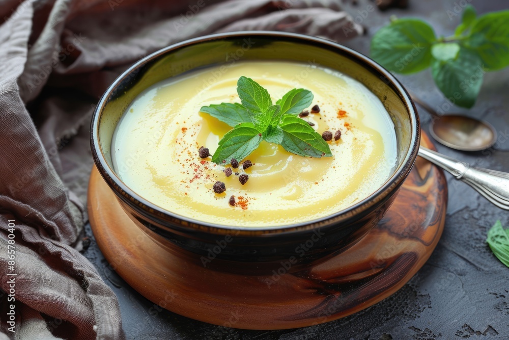 A bowl with vanilla custard. Pastry cream A bowl with vanilla custard. Pastry cream