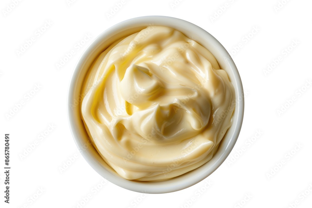 bowl of mayonnaise isolated on white background top view bowl of mayonnaise isolated on white background top view