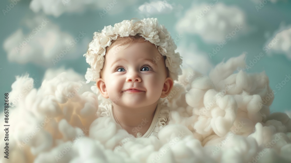Dreaming on a Fluffy Cloud - Adorable Baby Sleeping on a Soft White ...