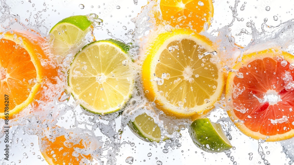 Vibrant Citrus Fruits Splashing in Water: Refreshing and Juicy Vibrant Citrus Fruits Splashing in Water: Refreshing and Juicy
