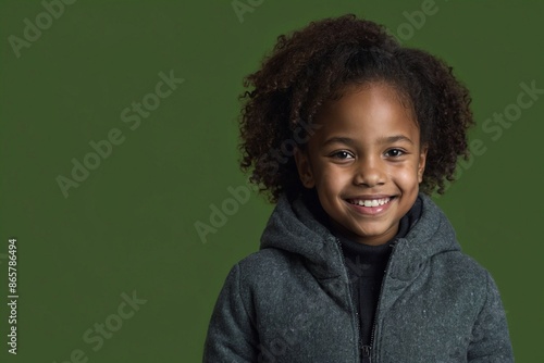 Young girl with a smile on her face, beautiful girl in a photo studio. Place for advertising text.