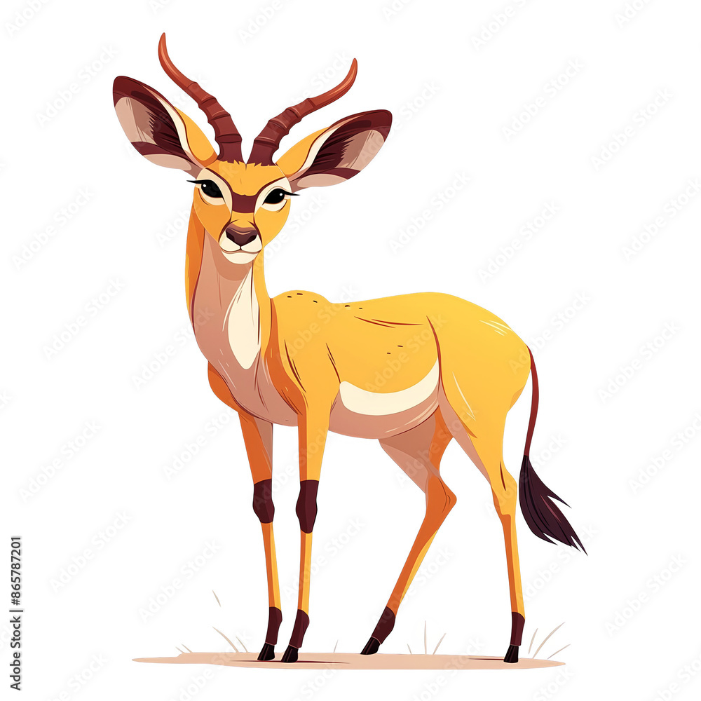 A beautifully illustrated gazelle standing gracefully with detailed features and vibrant colors, perfect for wildlife or nature-themed projects. A beautifully illustrated gazelle standing gracefully with detailed features and vibrant colors, perfect for wildlife or nature-themed projects.