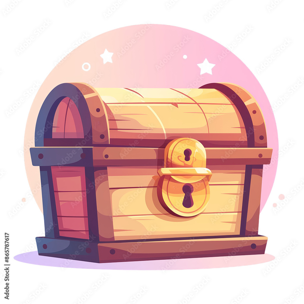 A digital illustration of a wooden treasure chest with a lock, set against a pastel background. Ideal for fantasy and adventure themes. A digital illustration of a wooden treasure chest with a lock, set against a pastel background. Ideal for fantasy and adventure themes.