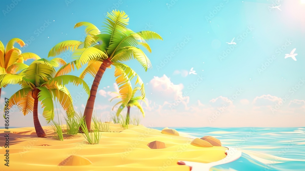 Obraz premium Coconut trees on the island in summer