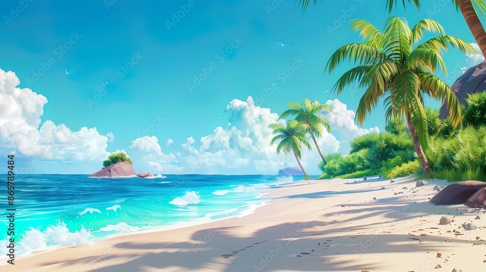 Obraz premium Coconut trees on the island in summer