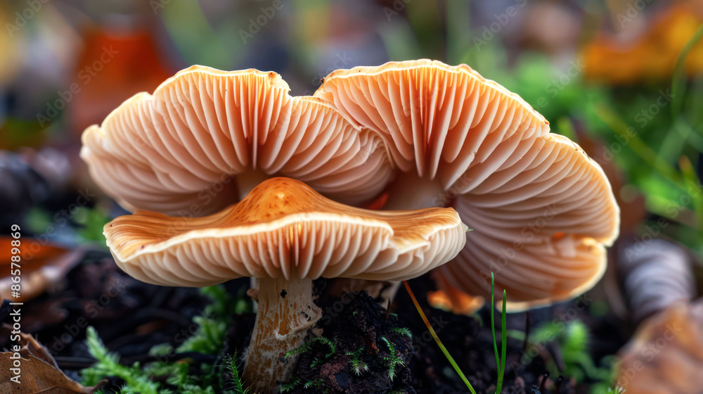 closeup beautiful mushroom in the forest closeup beautiful mushroom in the forest