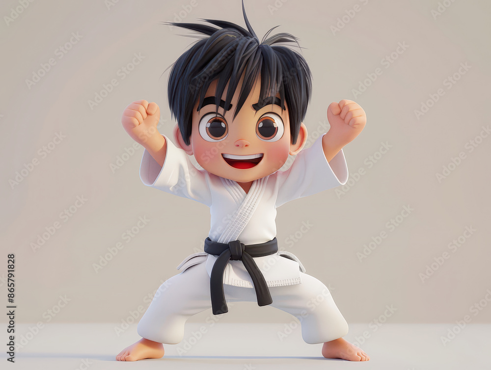 Young boy doing karate move