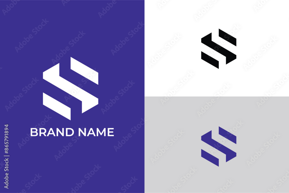 initial letter S hexagon abstract negative space modern vector, letter ...