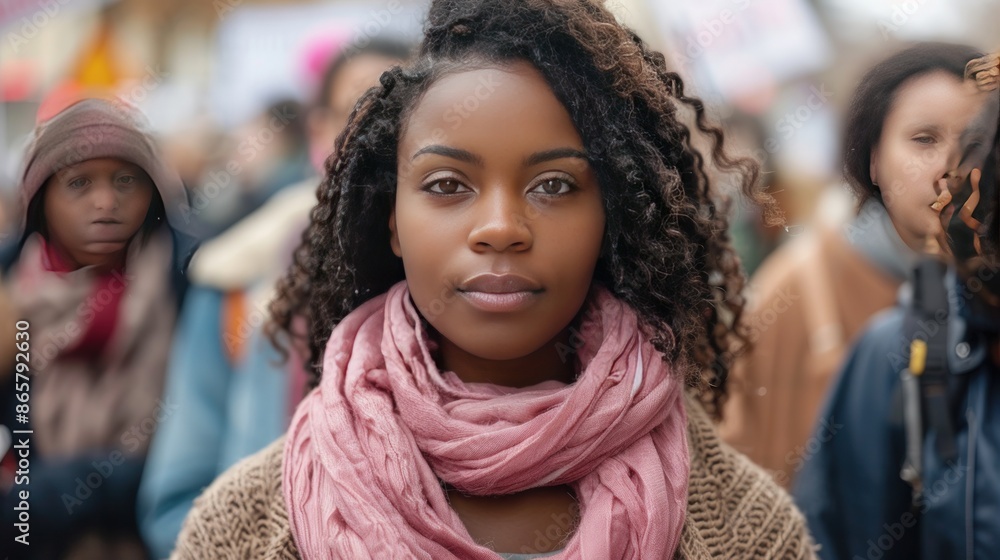 A woman with dreadlocks stands in a crowd of people. Generate AI image A woman with dreadlocks stands in a crowd of people. Generate AI image