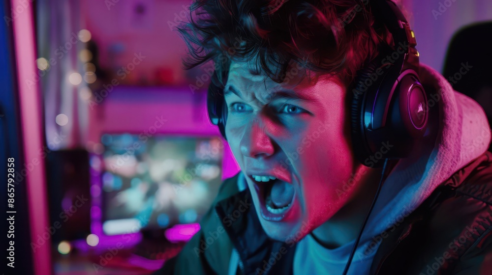 charismatic streamer engages viewers with animated expressions during intense gaming session rgb lighting bathes scene in vibrant colors reflecting off gaming gear and creating electric atmosphere charismatic streamer engages viewers with animated expressions during intense gaming session rgb lighting bathes scene in vibrant colors reflecting off gaming gear and creating electric atmosphere