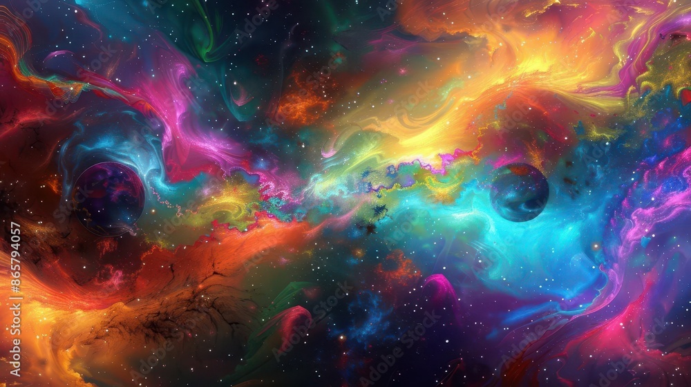 cosmic dreamscape featuring swirling nebulas and celestial bodies in vibrant otherworldly colors abstract shapes and light effects create a mesmerizing psychedelic interpretation of the universe cosmic dreamscape featuring swirling nebulas and celestial bodies in vibrant otherworldly colors abstract shapes and light effects create a mesmerizing psychedelic interpretation of the universe