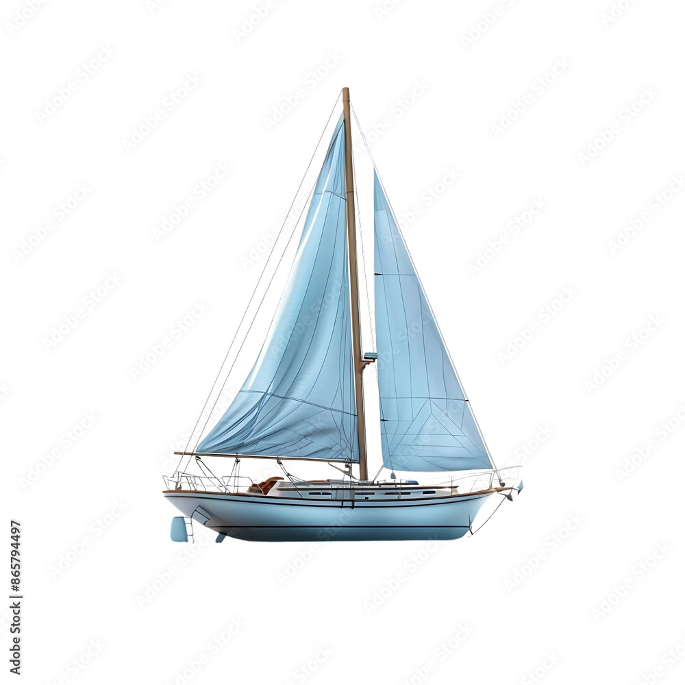 Sailboat with White Sails and Wooden Mast Sailboat with White Sails and Wooden Mast