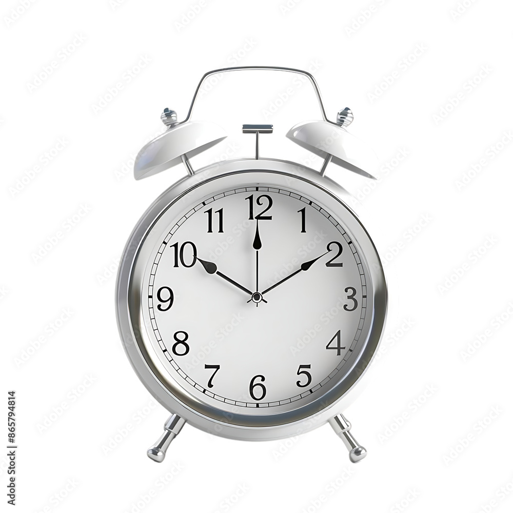 White Alarm Clock with Silver Trim - 3D Render White Alarm Clock with Silver Trim - 3D Render