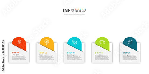 Infrared business process chart Vector modern banners used for presentations and web design workflows. Abstract composition of 5 steps graph.