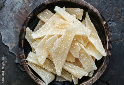 Indian style chips made from cassava or tapioca photo