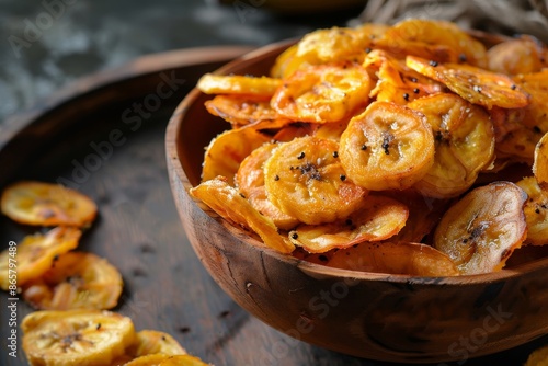 Indian style banana chips fried in coconut oil for Onam festival photo