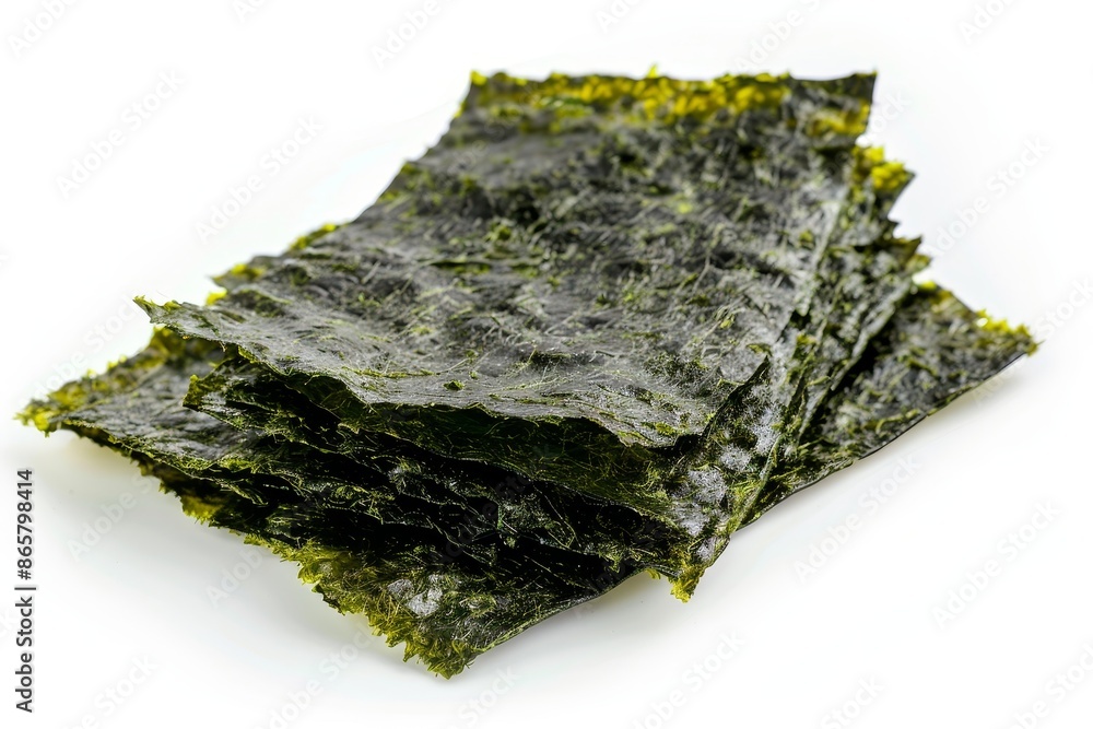 Isolated crispy nori seaweed on white background Japanese food Dry seaweed Isolated crispy nori seaweed on white background Japanese food Dry seaweed