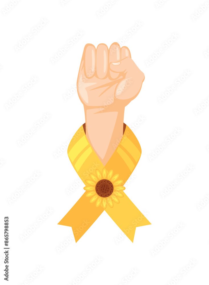 sarcoma cancer awareness yellow ribbon and human hand sarcoma cancer awareness yellow ribbon and human hand