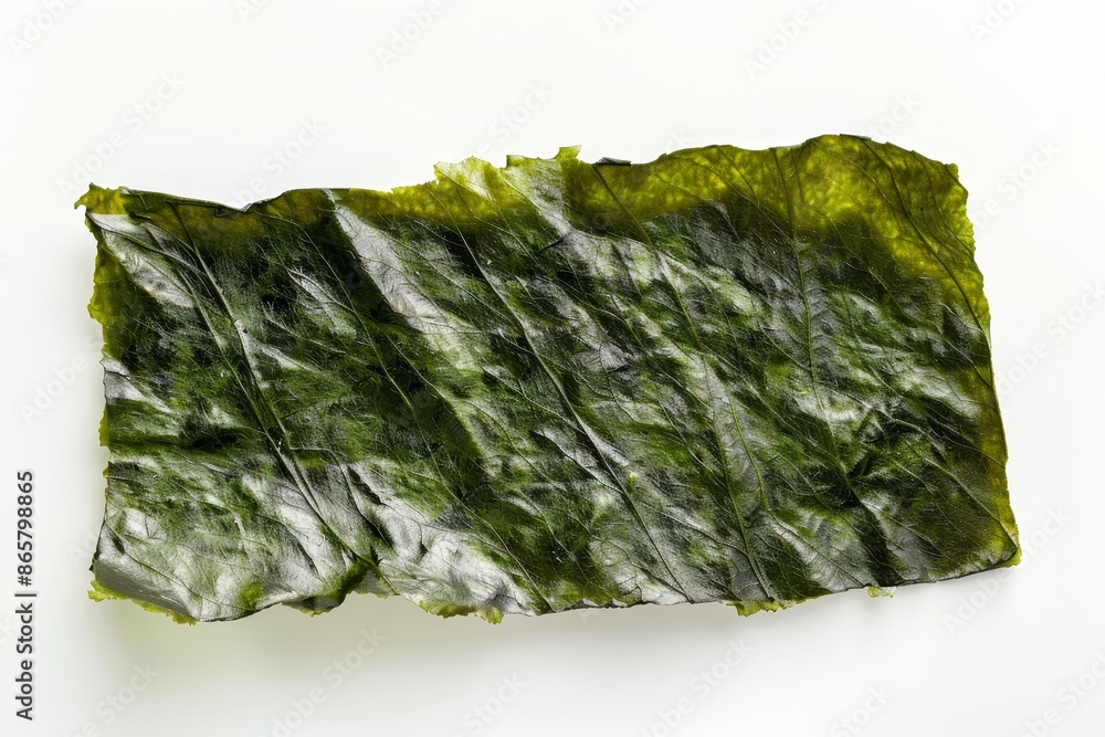 Isolated top view of nori seaweed sheet on white background Isolated top view of nori seaweed sheet on white background