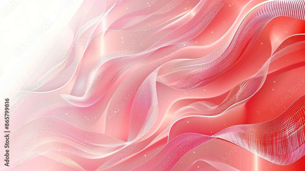 Obraz premium futuristic abstract coral color background with waves and light effects