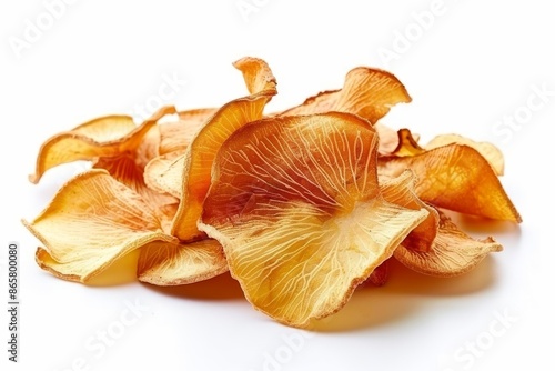 Jackfruit chips vacuum fried and white background