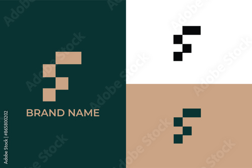 initial letter F abstract Minimal elegant monogram art logo, suitable for modern construction company  logo, real estate abstract building logo, finance and growth logo