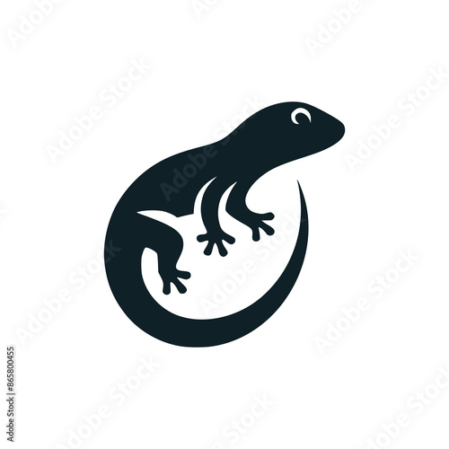 simple lizard negative space style logo vector illustration template design