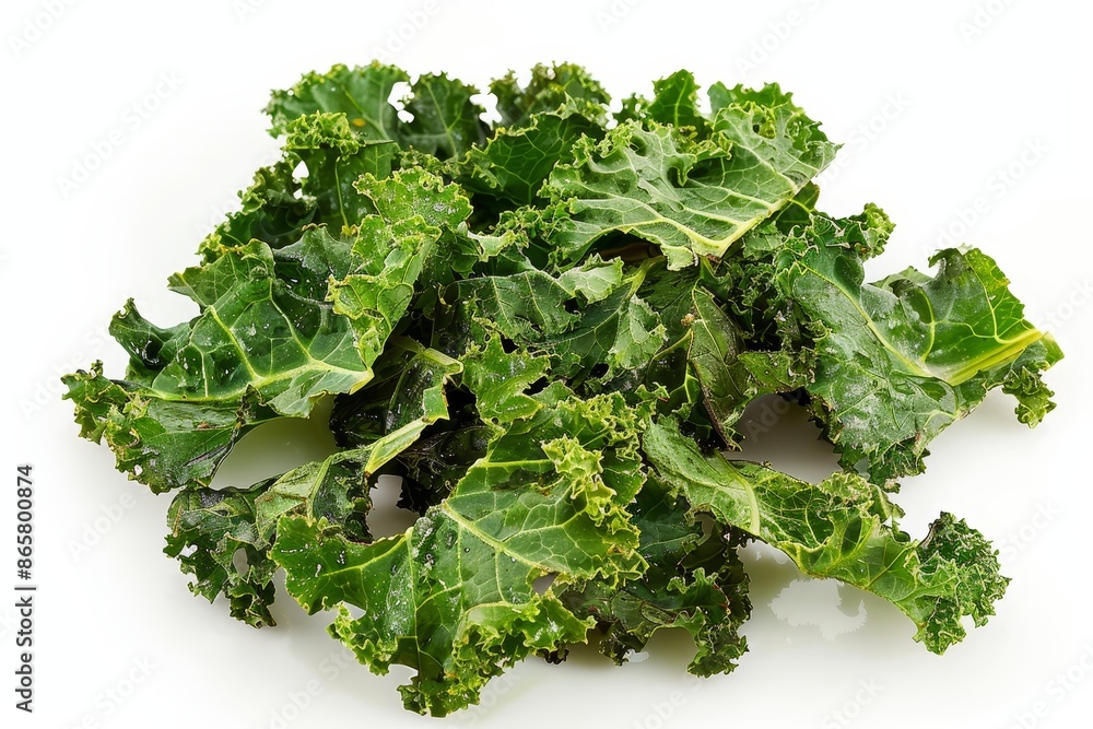 Obraz premium Kale chips on a plain white surface