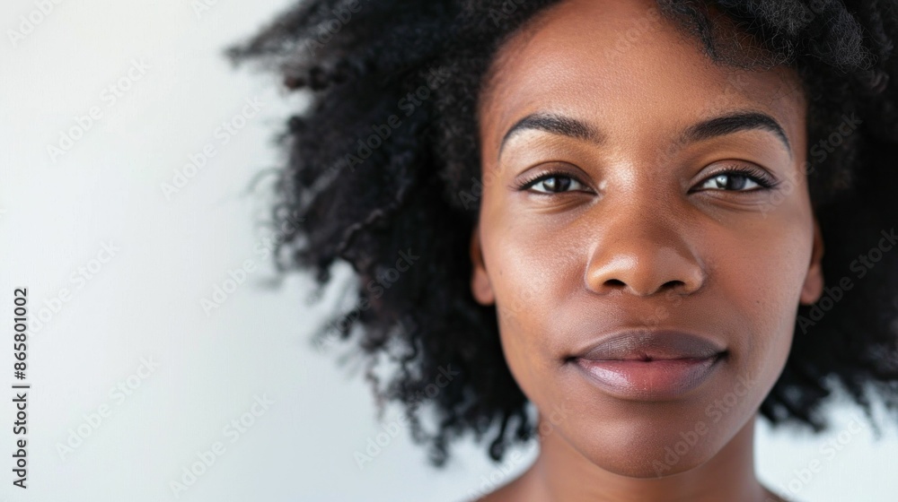 African american woman with afro hairstyle in closeup portrait for beauty and fashion industry African american woman with afro hairstyle in closeup portrait for beauty and fashion industry