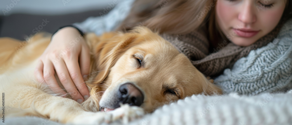 Autistic adult enjoying a quiet moment with a pet dog, autism, animal companionship Autistic adult enjoying a quiet moment with a pet dog, autism, animal companionship