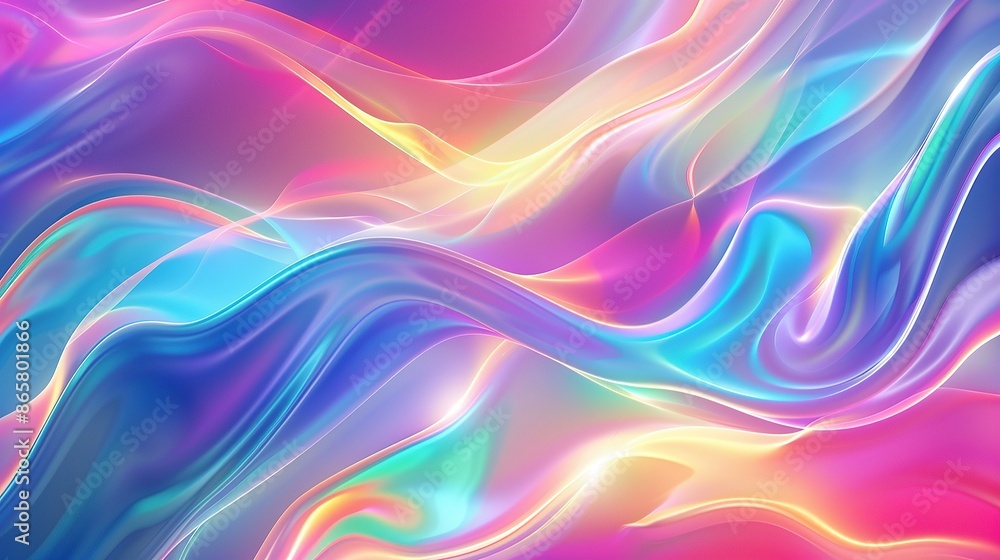 futuristic abstract holographic colored background with waves and light effects