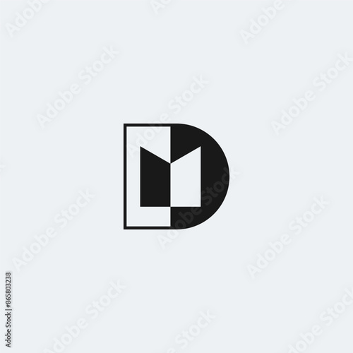 DM monogram logo black and white space