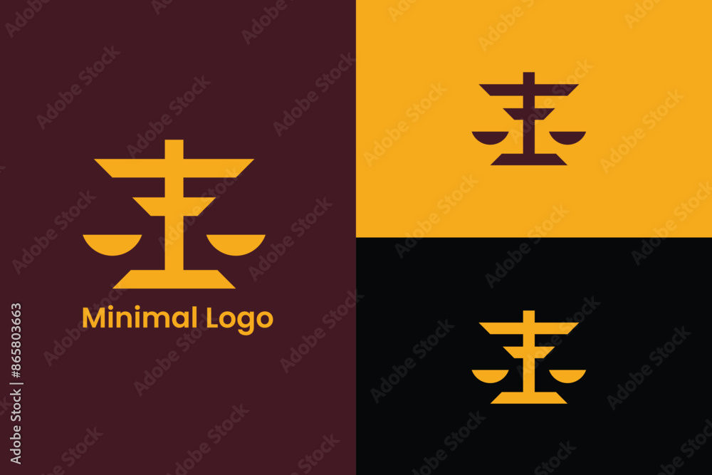 Obraz premium attorney and law logo, lawyer logo design with creative concept, classic justice balance scales silhouette. Justice scales line icon. Judgement scale sign, Law symbol logo, scale justice and shield 