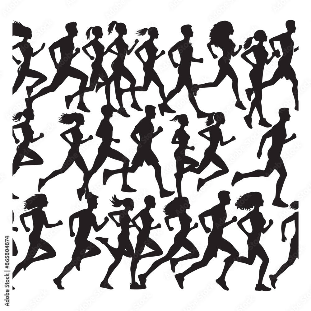 Silhouettes of running-vector