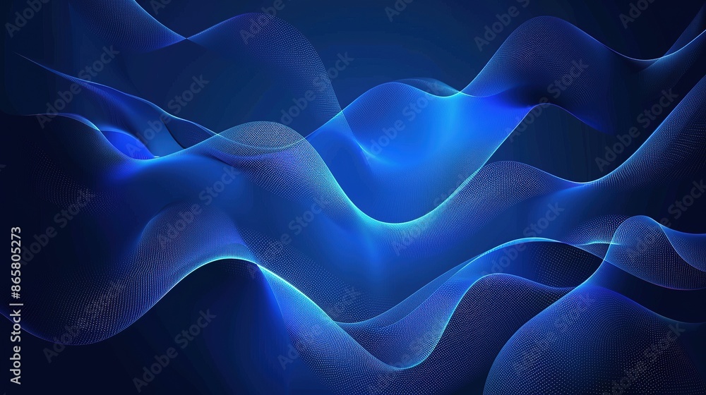Obraz premium futuristic abstract blue background with waves and light effects