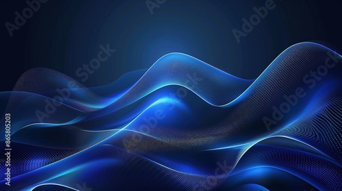 futuristic abstract blue background with waves and light effects