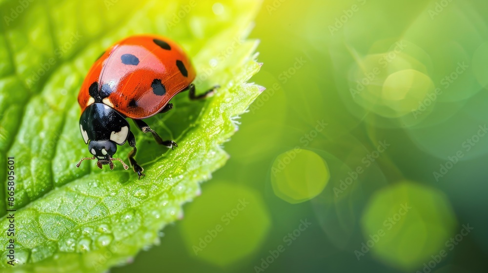 Ladybug on green leaf in nature Ladybug on green leaf in nature