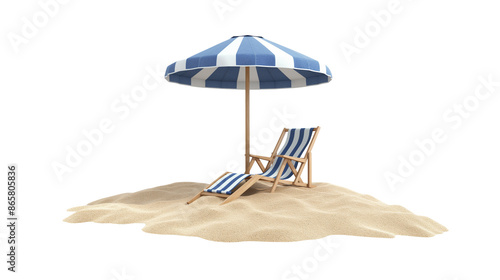 Parasol and chairs on the sand photo