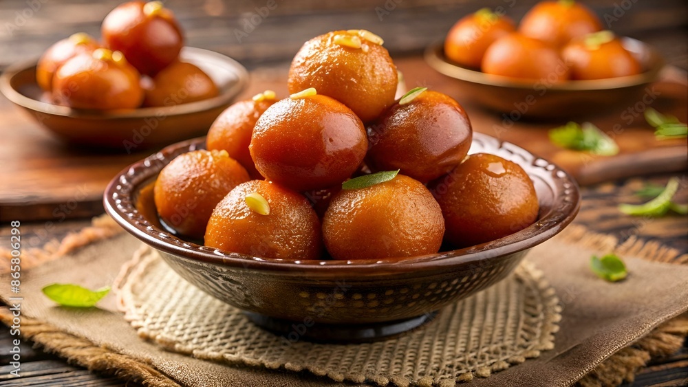 Indian Traditional Special Sweet Food Gulab Jamun, Indian Dessert or Sweet Dish, popular festival or wedding food. Indian Traditional Special Sweet Food Gulab Jamun, Indian Dessert or Sweet Dish, popular festival or wedding food.