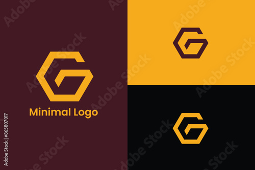 initial letter G hexagon lineart logo, letter G shield icon hexagon logo, letter G tech company logo, letter G shield  linear logo
