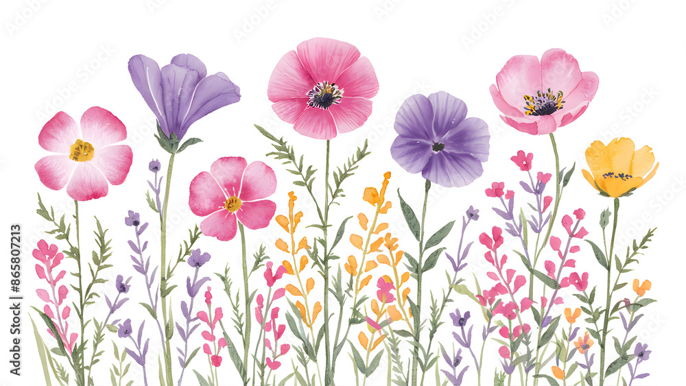 A colorful bouquet of flowers with a white background A colorful bouquet of flowers with a white background